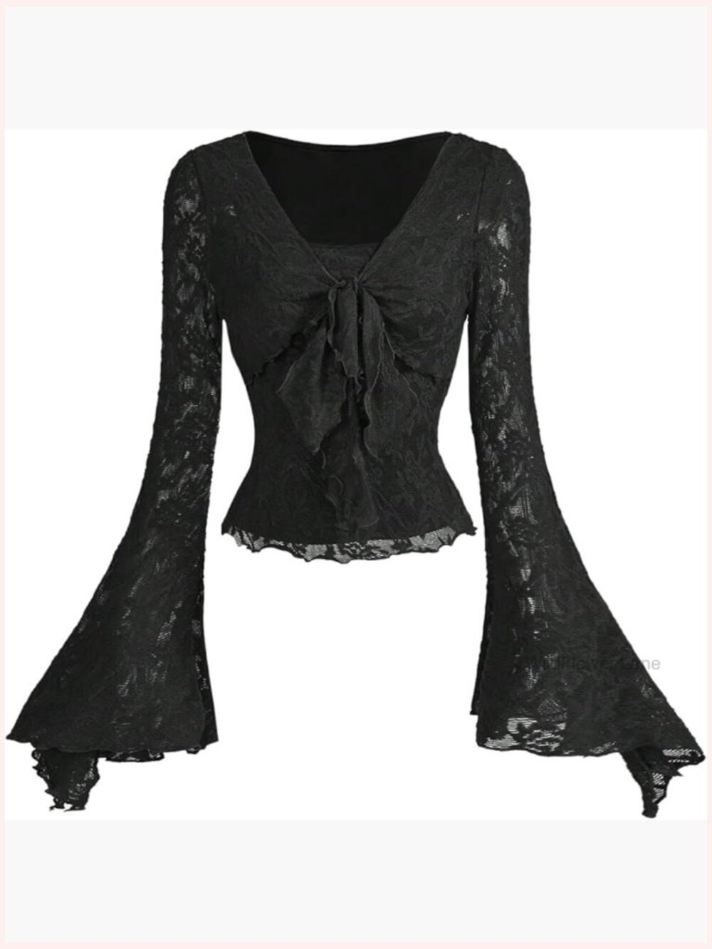 Y2K Floral Mesh Bell Sleeve Top Long Sleeve Going Out Top